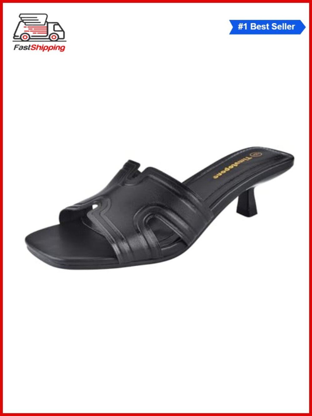 Kitten Heels Leather Sandals Open Toe H Slide Dressy Low Heel Comfortable